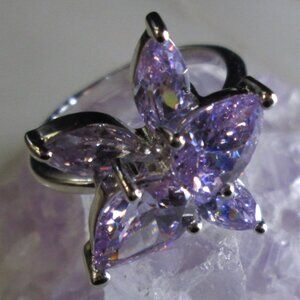 Lilac Flower Cubic Zirconia Fashion Ring